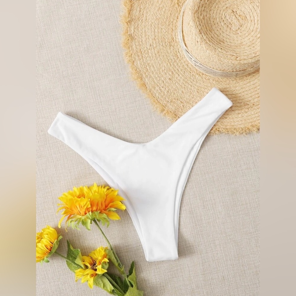 SHEIN swim basics white high leg bikini panty SIZE MEDIUM